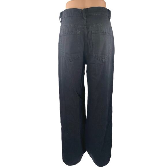 Pacsun Women's Black Distressed Wide Leg High Waist Baggy Denim Jeans Pants 27 - Picture 3 of 6